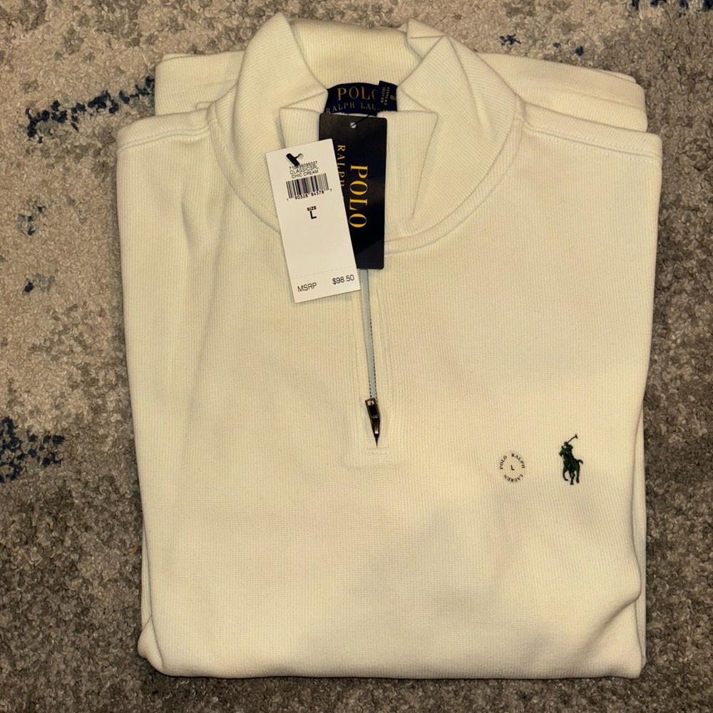 Men’s polo quarter zip shirt - Color Creame - Size L 100% authentic - Picture 4 of 4